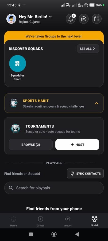 Squadd app screen