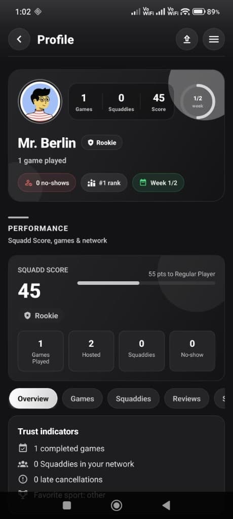 Squadd app screen